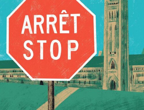 Panneau arrêt-stop devant Parlement canadien